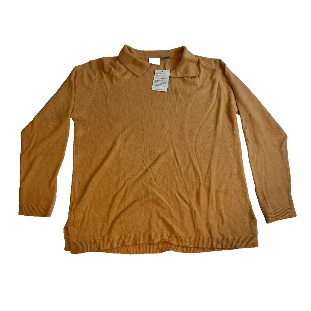 Sherry Taylor Womens Light Orange V Neck Collared Sweater Size 2X NWT T26066